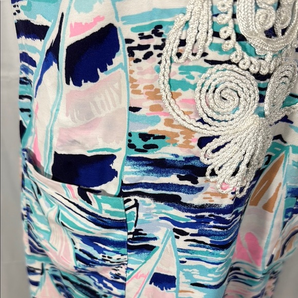 LILLY PULITZER NAUTICAL PINK BLUE DRESS SZ 8 - Picture 7 of 10